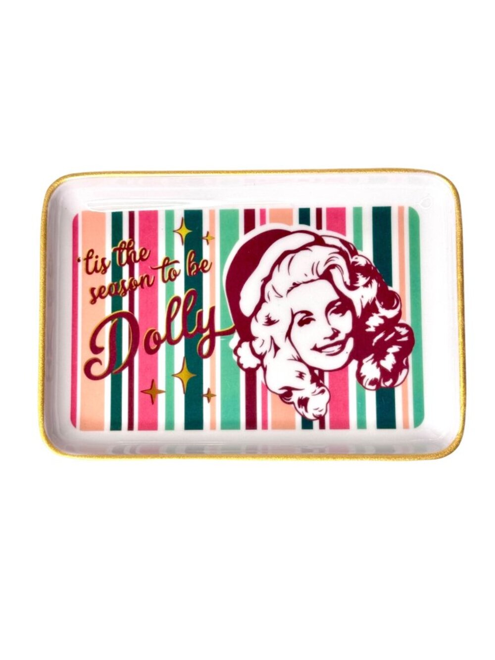 Dolly Parton "tis the season to be Dolly" Trinket Tray with Gold Accents NEW!